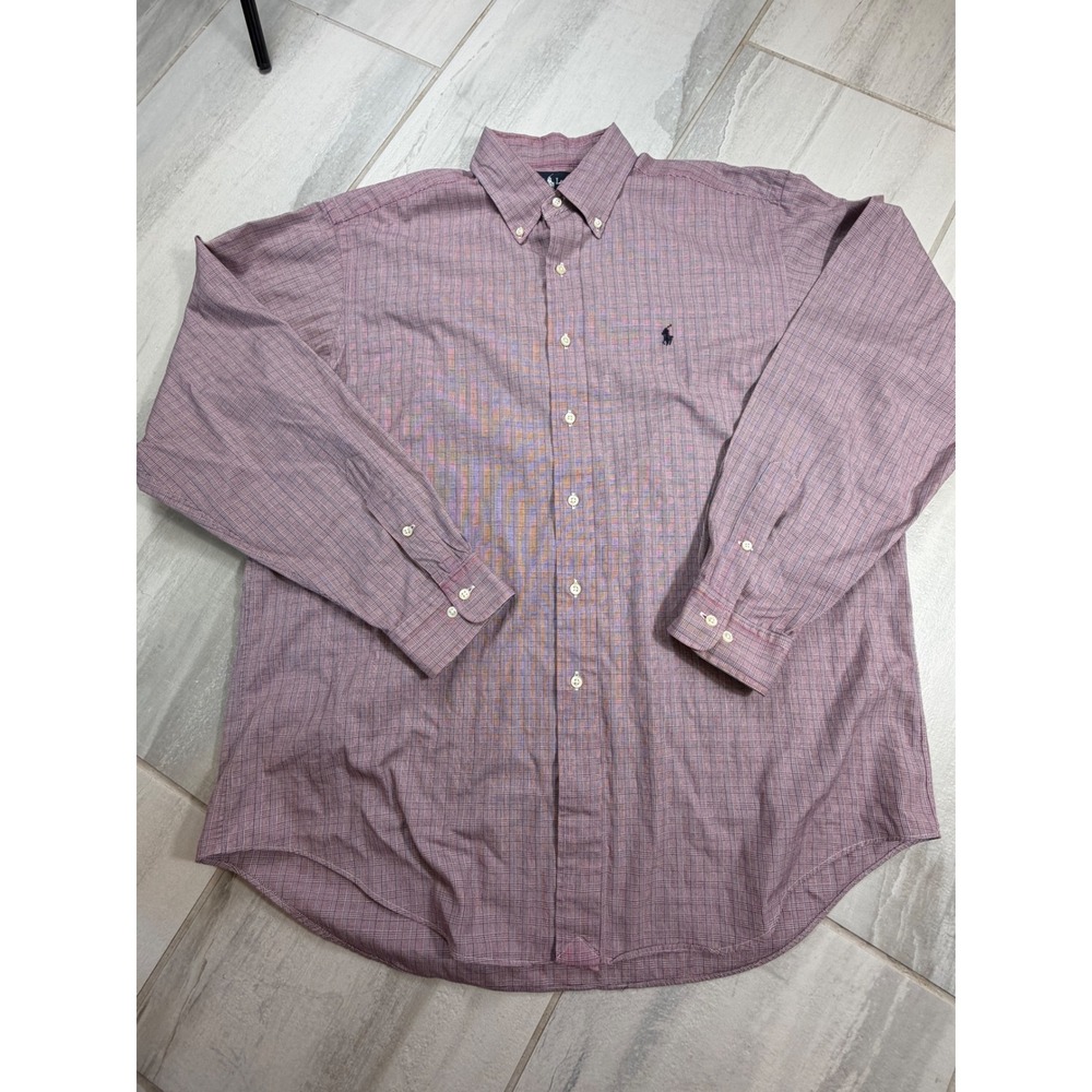 Ralph Lauren Yarmouth Mens 16.5 36/37 Red Plaid Cotton Button Down Shirt